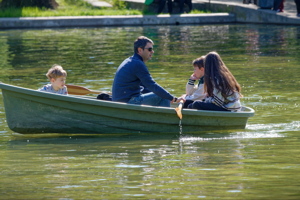 Young family in a boat
